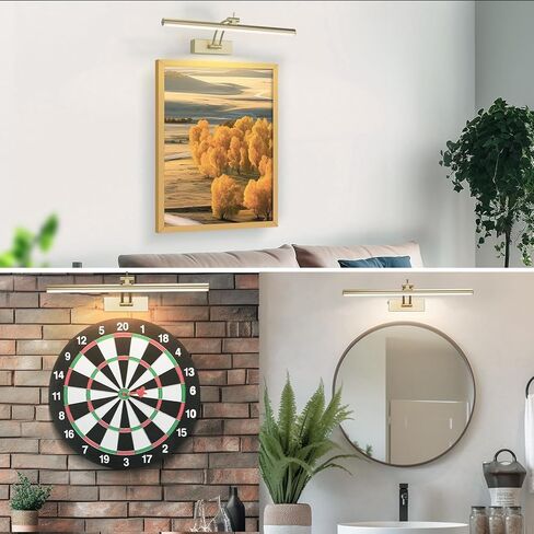 Yuichoy 2 Pack Picture Light Battery Operated for Wall, 16" Wireless Display Art Lighting for Painting with Remote, Dimmable 5200mAh Picture Frame Lights for Gallery, Antique Brass in Saudi Arabia