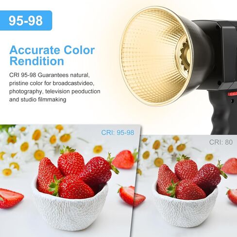 60W LED Video Light, PULUZ 2500K-6500K Dual Color Temp, 13000Lux CRI 95+ COB Fill Light with 10000mAh Rechargeable Battery & 8 Effects for Vlogging/Live Stream/Outdoor Shooting in Kuwait