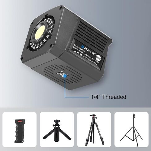 60W LED Video Light, PULUZ 2500K-6500K Dual Color Temp, 13000Lux CRI 95+ COB Fill Light with 10000mAh Rechargeable Battery & 8 Effects for Vlogging/Live Stream/Outdoor Shooting in Kuwait