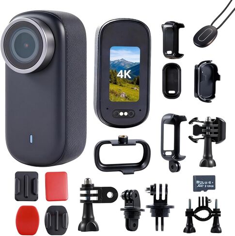 Thumb-Sized 4K Action Camera, Ultra-Portable Wearable POV Camera, 128GB, Wi-Fi, IPX7 Waterproof, EIS, with Magnetic Helmet Mount, Chest Sports Camera for Diving, Running, Cycling, Swimming in Kuwait