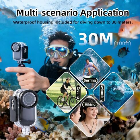 Thumb-Sized 4K Action Camera, Ultra-Portable Wearable POV Camera, 128GB, Wi-Fi, IPX7 Waterproof, EIS, with Magnetic Helmet Mount, Chest Sports Camera for Diving, Running, Cycling, Swimming in Kuwait