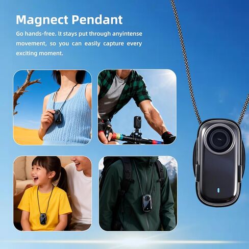 Thumb-Sized 4K Action Camera, Ultra-Portable Wearable POV Camera, 128GB, Wi-Fi, IPX7 Waterproof, EIS, with Magnetic Helmet Mount, Chest Sports Camera for Diving, Running, Cycling, Swimming in Kuwait