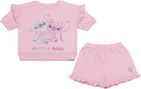 Magic Threadz Disney Clothes Baby Girls 2-Piece Short Set with Tee & Short - Minnie, Pooh, Stitch & Dalmatians Sizes (12M-3T) in Saudi Arabia