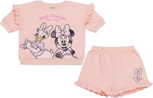 Magic Threadz Disney Clothes Baby Girls 2-Piece Short Set with Tee & Short - Minnie, Pooh, Stitch & Dalmatians Sizes (12M-3T) in Saudi Arabia