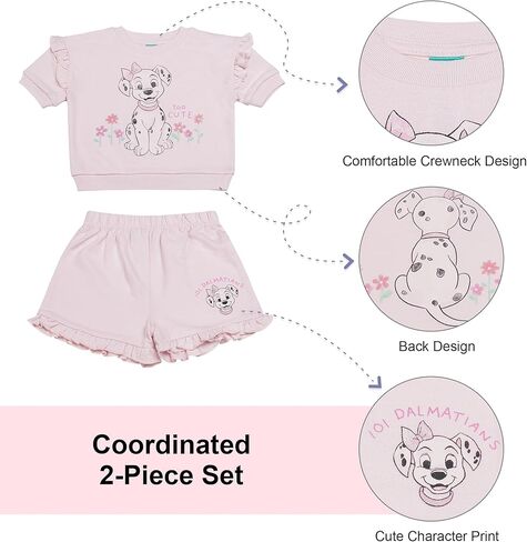 Magic Threadz Disney Clothes Baby Girls 2-Piece Short Set with Tee & Short - Minnie, Pooh, Stitch & Dalmatians Sizes (12M-3T) in Saudi Arabia