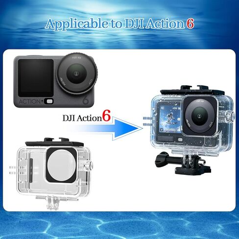 لكاميرا Action 6 D JI، حافظة مبيت مقاومة للماء، غلاف غوص 45 مترًا مع عدسة كمبيوتر عالية الشفافية، 316 زرًا من الفولاذ المقاوم للصدأ، غطاء واقي مقاوم للصدمات للرياضات الخارجية in Kuwait