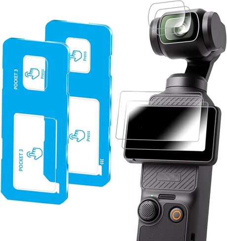 2+2 Pack DJI Osmo Pocket 3 Screen Protector and Lens Protector with Auto-Alignment Frame, Featuring Easy-Install Frame, HD Anti-Glare Tempered Glass Touch Sensitive Kit in Kuwait