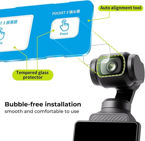 2+2 Pack DJI Osmo Pocket 3 Screen Protector and Lens Protector with Auto-Alignment Frame, Featuring Easy-Install Frame, HD Anti-Glare Tempered Glass Touch Sensitive Kit in Kuwait