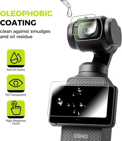 2+2 Pack DJI Osmo Pocket 3 Screen Protector and Lens Protector with Auto-Alignment Frame, Featuring Easy-Install Frame, HD Anti-Glare Tempered Glass Touch Sensitive Kit in Kuwait
