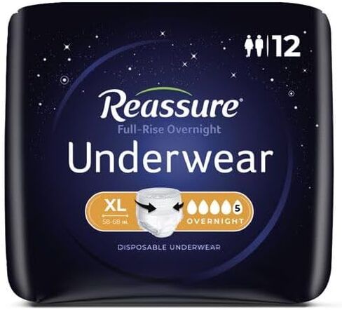 Reassure Full-Rise Overnight Underwear - XL - (58" - 68" Waist) - 48 per case in Kuwait