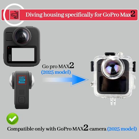 Waterproof Diving Housing Case for GoPro MAX 2 – 50m/164ft Underwater Shell with Anti-Fog, Shockproof Design for Snorkeling, Surfing, Swimming in Kuwait