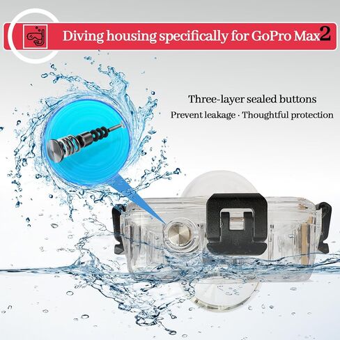 Waterproof Diving Housing Case for GoPro MAX 2 – 50m/164ft Underwater Shell with Anti-Fog, Shockproof Design for Snorkeling, Surfing, Swimming in Kuwait