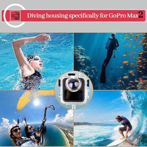 Waterproof Diving Housing Case for GoPro MAX 2 – 50m/164ft Underwater Shell with Anti-Fog, Shockproof Design for Snorkeling, Surfing, Swimming in Kuwait