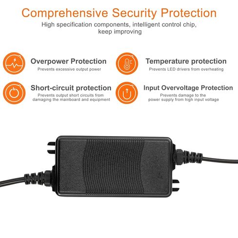 12V 3A IP67 Waterproof Power Adapter 12V 36W Dual-Cable Desktop Power Supply UL Certified Suitable for LED Strip Lights, Security Surveillance Cameras in Kuwait