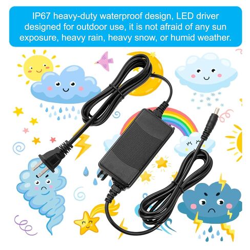 12V 3A IP67 Waterproof Power Adapter 12V 36W Dual-Cable Desktop Power Supply UL Certified Suitable for LED Strip Lights, Security Surveillance Cameras in Kuwait