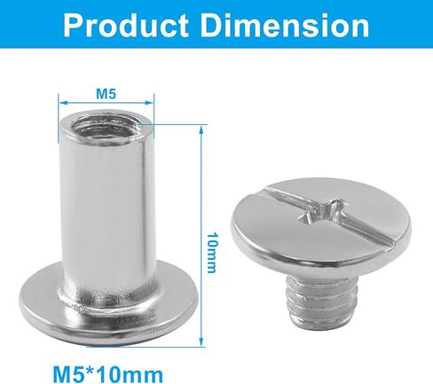ISDVBUY 30 حزمة M5 × 10 مم براغي شيكاغو، براغي ربط رأس فيليبس، مسمار فضي مسمار برشام للحرف الجلدية DIY، حزام، حقيبة، تجليد الكتب in Kuwait