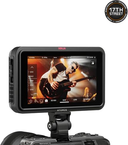 Atomos Ninja RAW Monitor/Recorder with Camera Control for HDMI & Mirrorless Cameras, 5-inch HDR Resolution with Power Battery, Charger & Aluminum Alloy 1/4" Camera Hot Shoe Mount (2 Pack), Bundle Kit in Kuwait