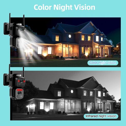 BEENOCAM 4K Dual Lens Solar Security Cameras Wireless Outdoor, 5G/2.4G WiFi 355°Pan/Tilt Cameras for Home Security with 8MP Color Night Vision, PIR Motion Detection, Auto Tracking in Kuwait