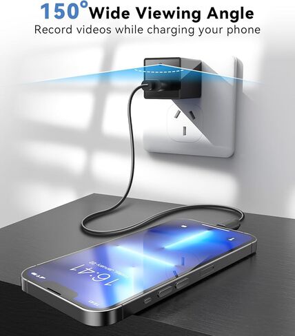 1080p HD USB Charger Camera with App Control & Motion Detection,Wireless WiFi Security Camera Phone Charger with Night Vision,Loop Recording for Office,Home,Shop,Garage,Nanny Cam Easy to Use ﻿ in Kuwait