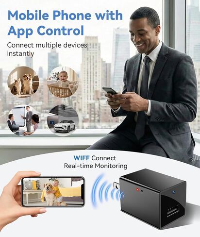 1080p HD USB Charger Camera with App Control & Motion Detection,Wireless WiFi Security Camera Phone Charger with Night Vision,Loop Recording for Office,Home,Shop,Garage,Nanny Cam Easy to Use ﻿ in Kuwait