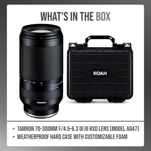 عدسة تامرون 70-300 ملم F/4.5-6.3 Di III RXD لمجموعة كاميرات سوني ذات الإطار الكامل وAPS-C مع حافظة صلبة مقاومة للطقس (عنصران) in Kuwait