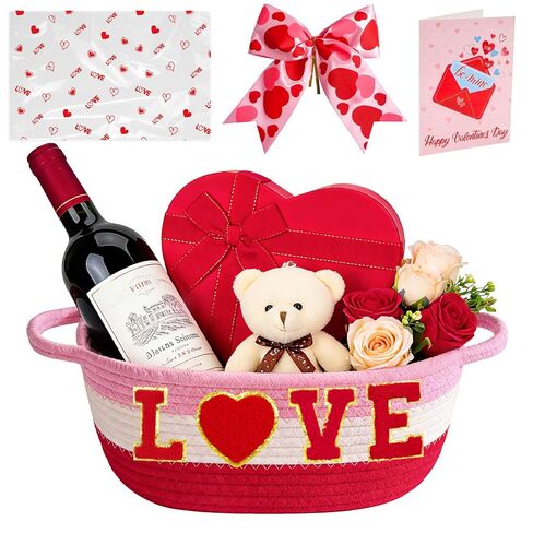 Zenoble Mothers Day Basket Set Empty Mom Gift Baskets for Women Woven Cotton Rope Basket with M & Heart Patches and Gift Bag Bow Greeting Card for Mother's Day Birthday Thanksgiving Gift in Saudi Arabia
