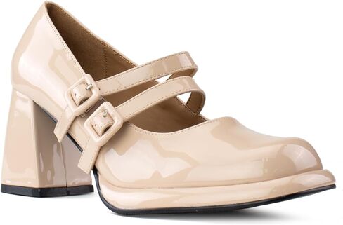 RF ROOM OF FASHION Square Toe Towering Platform Flare Chunky Heel Go Go Mary Jane Pumps in Kuwait