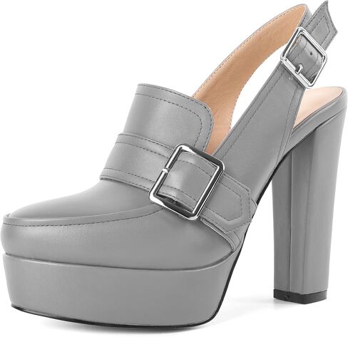 حذاء بدون كعب نسائي عالي الكعب حذاء بكعب دائري وكعب مكتنز حذاء أنيق مريح بكعب Slingback 4.8 بوصة in Kuwait