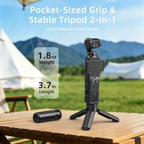 لـ DJI Osmo Pocket 4 3 Mini Tripod & Grip، مقبض ثلاثي القوائم مفتوح بنقرة واحدة مع برغي 1/4 بوصة لـ DJI Osmo Pocket 3/4 Action 6 5pro 4 Nano/Insta 360 X5 مقبض حامل سطح المكتب التلقائي in Kuwait