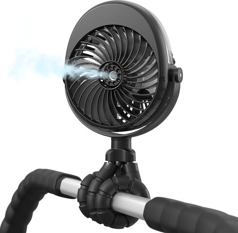 Stroller Fan with Mist, 4000mAh Portable Misting Fan with 360° Pivot, 3 Speed Adjustable, 15H Long Lasting Cooling Fan for Stroller, Outdoor, Car Seat, Crib, Baby Disney Travel Beach Essentials in Saudi Arabia