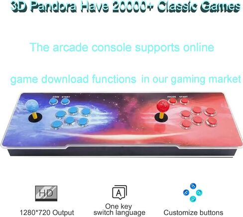 【32000 Games in 1】 Pandora's Box Arcade Game Console, 3D Pandora Box Support PC & Projector & TV, 2-4 Players, 1280X720 Full HD, 3D, Search/Hide/Save/Load/Pause Games, Favorite List in Saudi Arabia