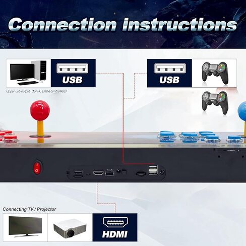 【32000 Games in 1】 Pandora's Box Arcade Game Console, 3D Pandora Box Support PC & Projector & TV, 2-4 Players, 1280X720 Full HD, 3D, Search/Hide/Save/Load/Pause Games, Favorite List in Saudi Arabia