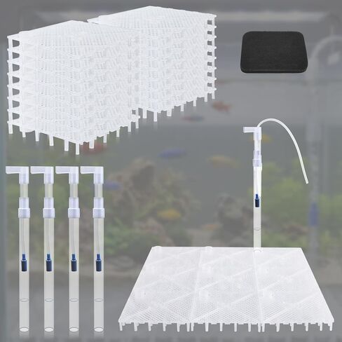 Sieral Under Gravel Aquarium Filter for 20-29 Gallon Tanks, 10 Pcs 5.7'' x 5.7'' Plates, Under Gravel System for Clean Water, with 2 Uplift Tube and 1 Filter Cotton, for Fish Tank Fresh and Saltwater in Saudi Arabia