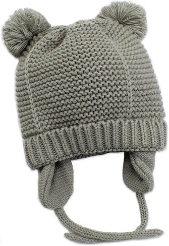 Baby Beanie Earflaps Hat - Infant Toddler Girls Boys Soft Warm Knit Hat Kids Winter Hat with Fleece Lining in Saudi Arabia