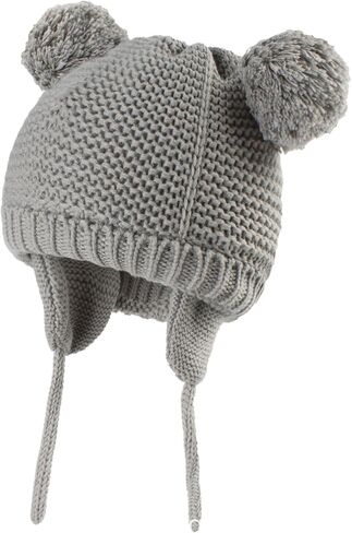 Baby Beanie Earflaps Hat - Infant Toddler Girls Boys Soft Warm Knit Hat Kids Winter Hat with Fleece Lining in Saudi Arabia