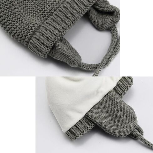 Baby Beanie Earflaps Hat - Infant Toddler Girls Boys Soft Warm Knit Hat Kids Winter Hat with Fleece Lining in Saudi Arabia