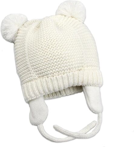 Baby Beanie Earflaps Hat - Infant Toddler Girls Boys Soft Warm Knit Hat Kids Winter Hat with Fleece Lining in Saudi Arabia