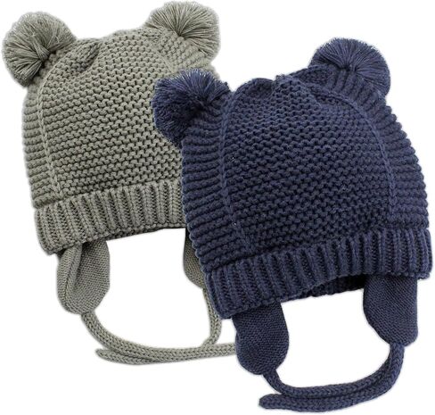 Baby Beanie Earflaps Hat - Infant Toddler Girls Boys Soft Warm Knit Hat Kids Winter Hat with Fleece Lining in Saudi Arabia
