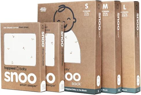 مجموعة Happiest Baby The Big Bundle مصنوعة من القطن العضوي بنسبة 100% - تتضمن 3 أكياس SNOO و2 ملاءة سرير SNOO المجهزة (الكرز العاجي) in Kuwait