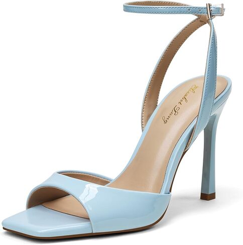 Elisabet Tang Woman's Square Open Toe Ankle Strap Heeled Sandals Stiletto High Heel Sandal Dressy Sexy Wedding Party Shoes in Saudi Arabia