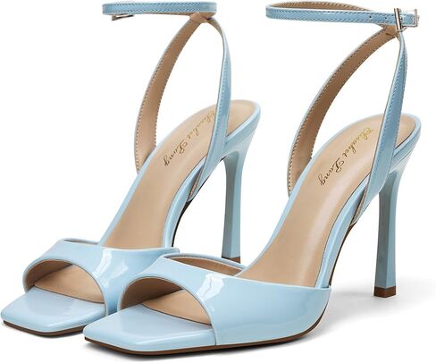 Elisabet Tang Woman's Square Open Toe Ankle Strap Heeled Sandals Stiletto High Heel Sandal Dressy Sexy Wedding Party Shoes in Saudi Arabia