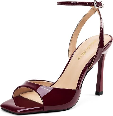 Elisabet Tang Woman's Square Open Toe Ankle Strap Heeled Sandals Stiletto High Heel Sandal Dressy Sexy Wedding Party Shoes in Saudi Arabia