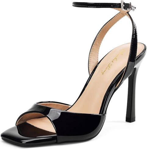 Elisabet Tang Woman's Square Open Toe Ankle Strap Heeled Sandals Stiletto High Heel Sandal Dressy Sexy Wedding Party Shoes in Saudi Arabia