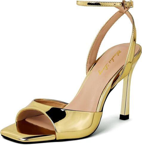 Elisabet Tang Woman's Square Open Toe Ankle Strap Heeled Sandals Stiletto High Heel Sandal Dressy Sexy Wedding Party Shoes in Saudi Arabia