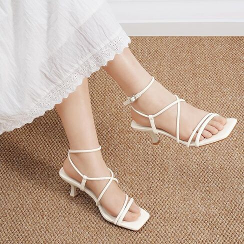 MaxMuxun Summer Sandals for Women 2026 Kitten Heels 2.56 Inch Square Open Toe Comfortable Cross Strap Shoes for Wedding Party Prom Casual in Saudi Arabia