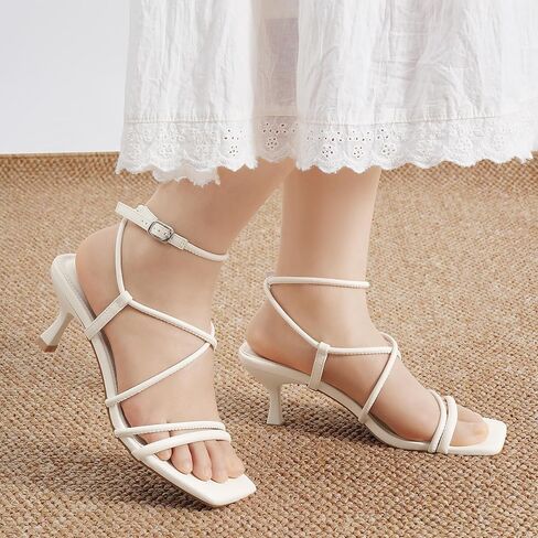 MaxMuxun Summer Sandals for Women 2026 Kitten Heels 2.56 Inch Square Open Toe Comfortable Cross Strap Shoes for Wedding Party Prom Casual in Saudi Arabia