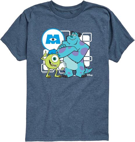 Monsters Inc - مايك وسولي - تي شيرت برسومات قصيرة الأكمام للأولاد الصغار - مقاس 3T أزرق منقط in Kuwait