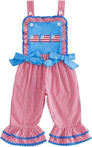 Baby Girl Fourth 4th of July Jumpsuits Toddler Patriotic Independence Day Outfits Memorial Bell Bottom Overall in Saudi Arabia