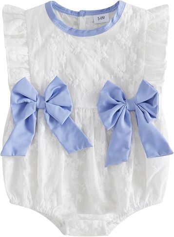 Infant Baby Girl Sleeveless Romper Lace Flower Ruffle Jumpsuit Bodysuit Top 3 6 12 18 Months Girls Summer Clothes in Kuwait
