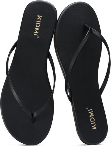 KIDMI Thong Flip Flops for Women - Memory Foam Summer Beach Sandals for Women - Vegan Leather Flat Sandals in Saudi Arabia